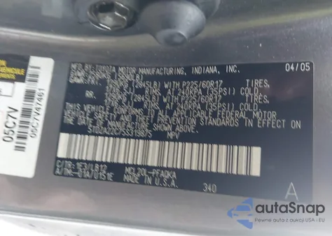 2005 Toyota Sienna Xle z USA, uszkodzony, nr VIN 5TDZA22C75S319875